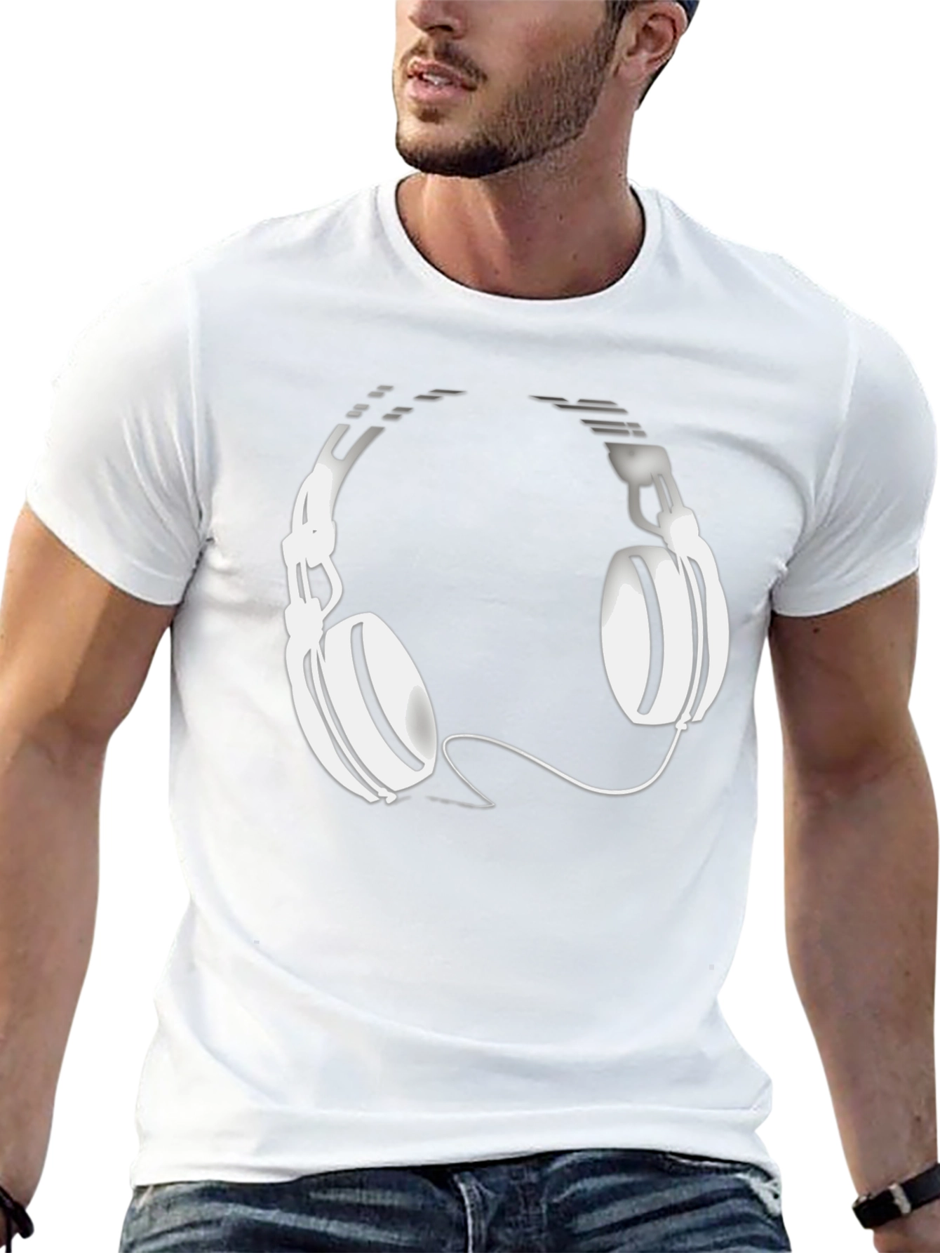 Cool Black T-Shirt with Headphone Graphic