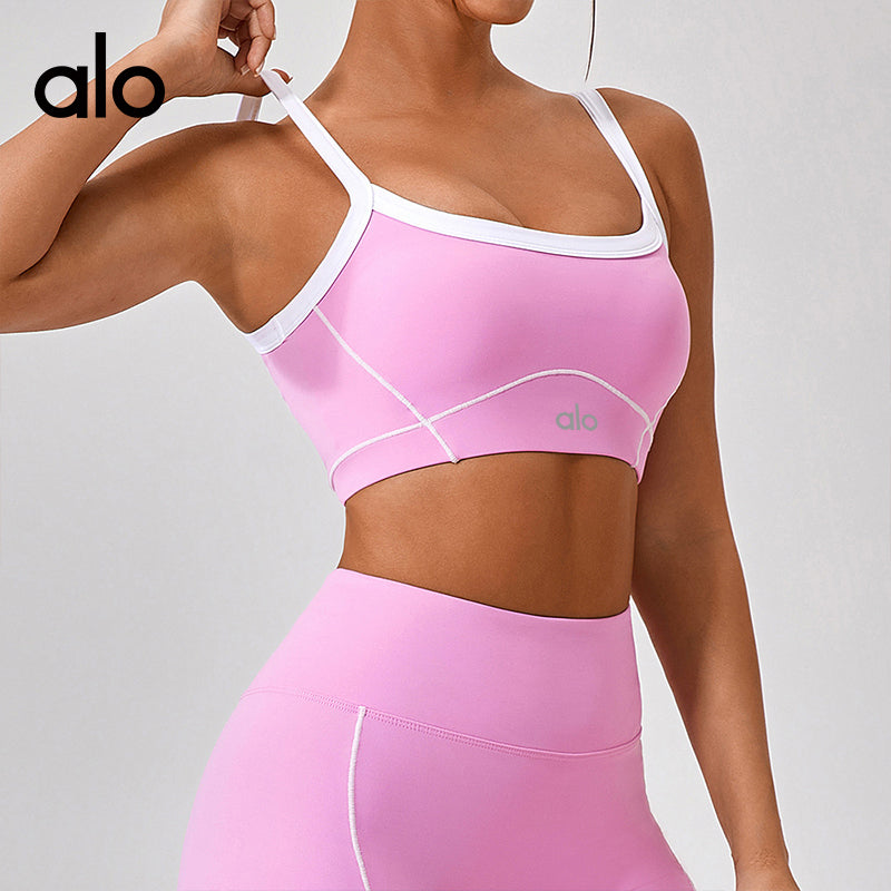 Alo Yoga Bare Sensation Sports Bra for Women - Shockproof, High-Strength, Fine Shoulder Straps, Beautiful Back Yoga Top