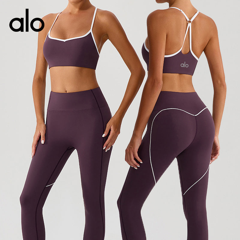 Aloyoga Cross-Adjust Shoulder Belt Yoga Bra with Cup垫 Fitness Sports Underwear