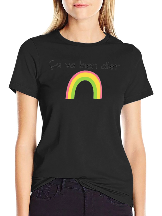 Ça Va Bien Aller Rainbow Black T-Shirt