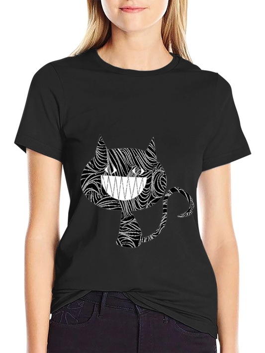 Abstract Cheshire Cat Graphic Tee - Black