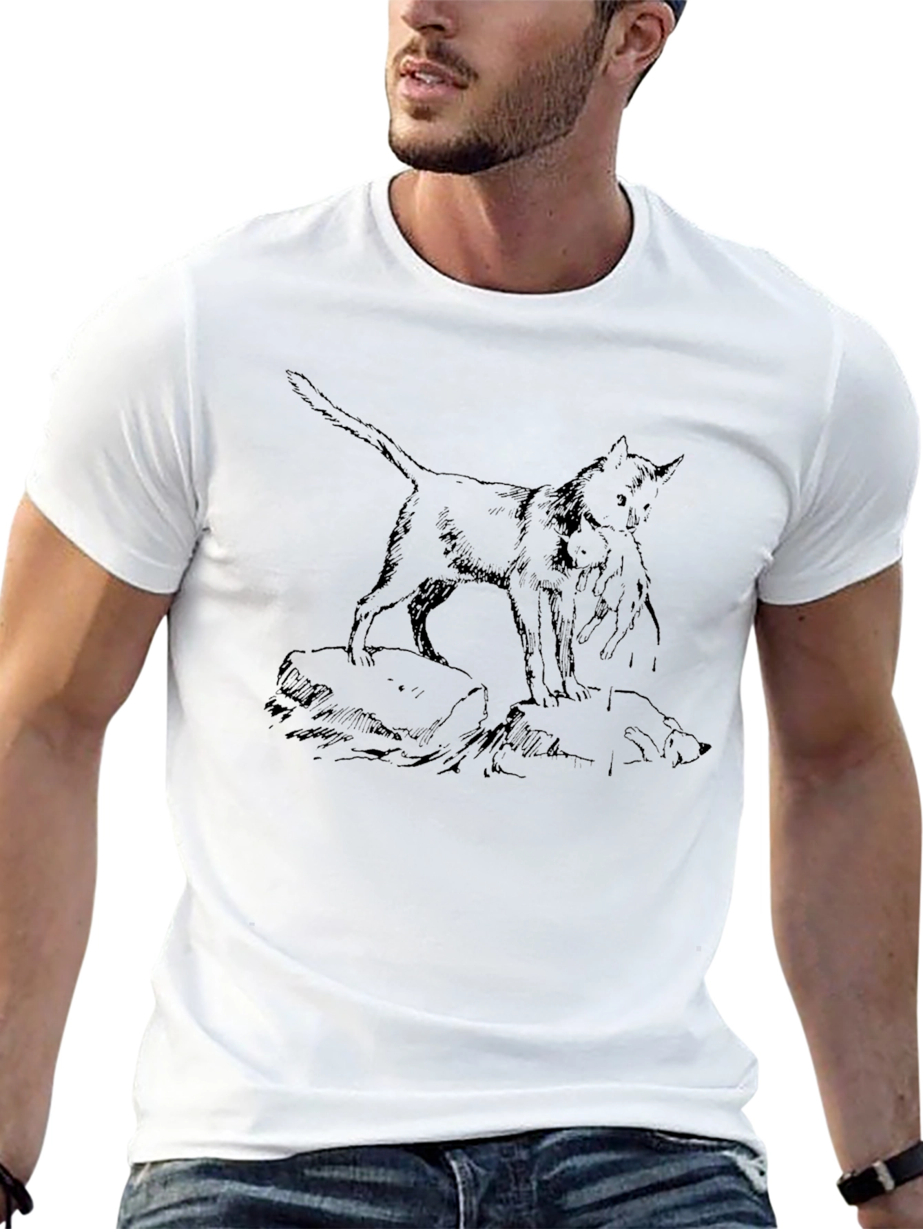 Black Wolf and Cub Graphic Tee
