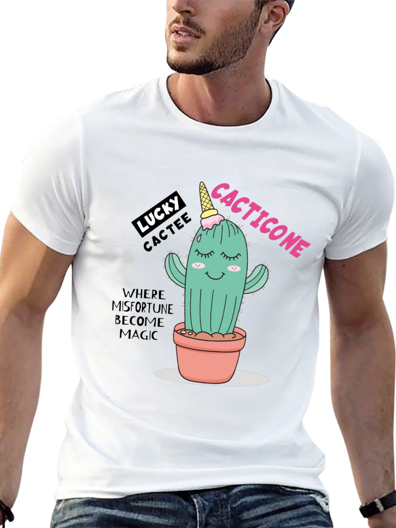 Lucky Cactee T-Shirt - Cactus Ice Cream Cone