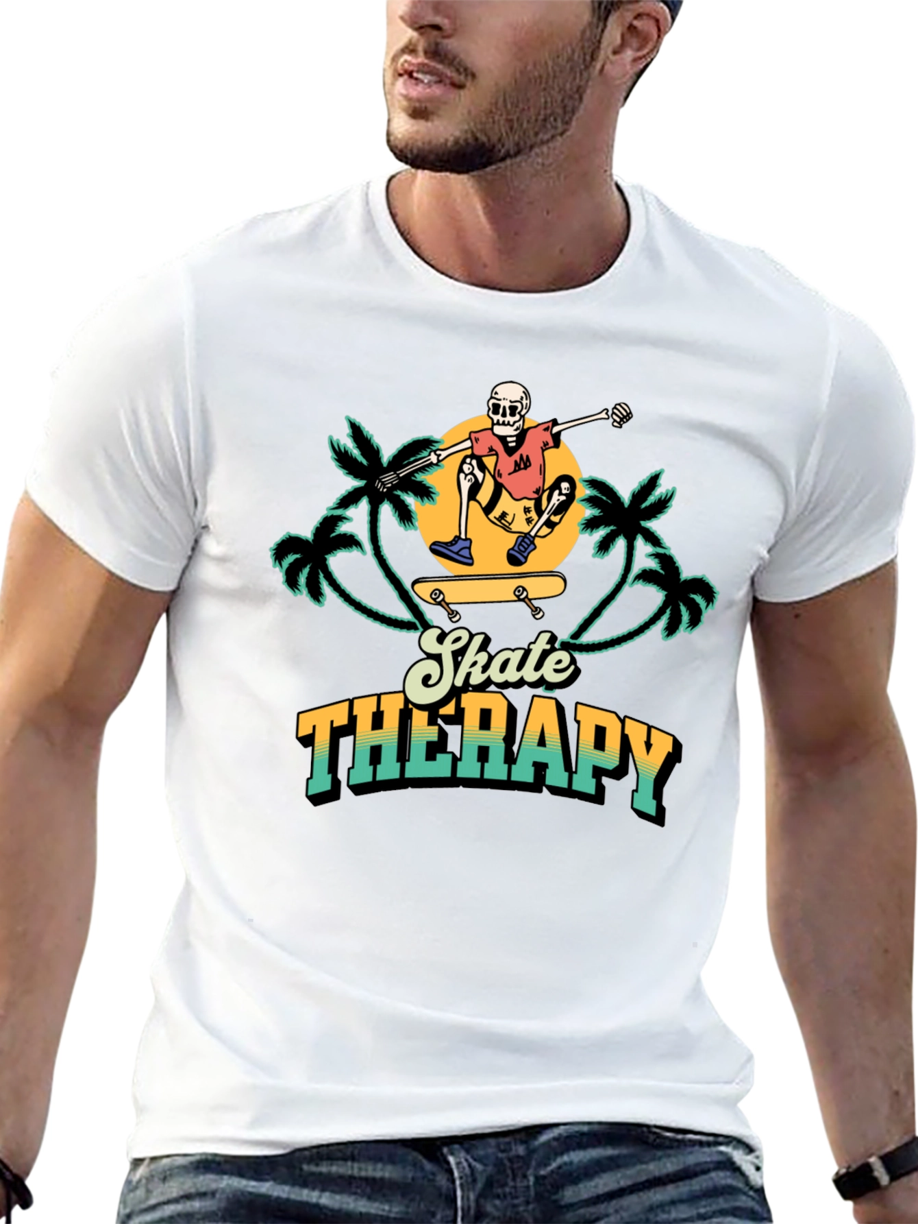Skate Therapy Graphic Tee - Black Cotton T-Shirt