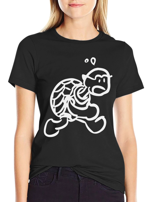 Funny Cartoon Turtle T-Shirt - Black