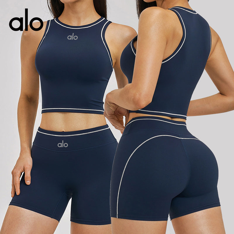 Alo Yoga Nude Feel Sports Bra, Color-block Yoga Bralette, Fitness Running Athletic Tank Top
