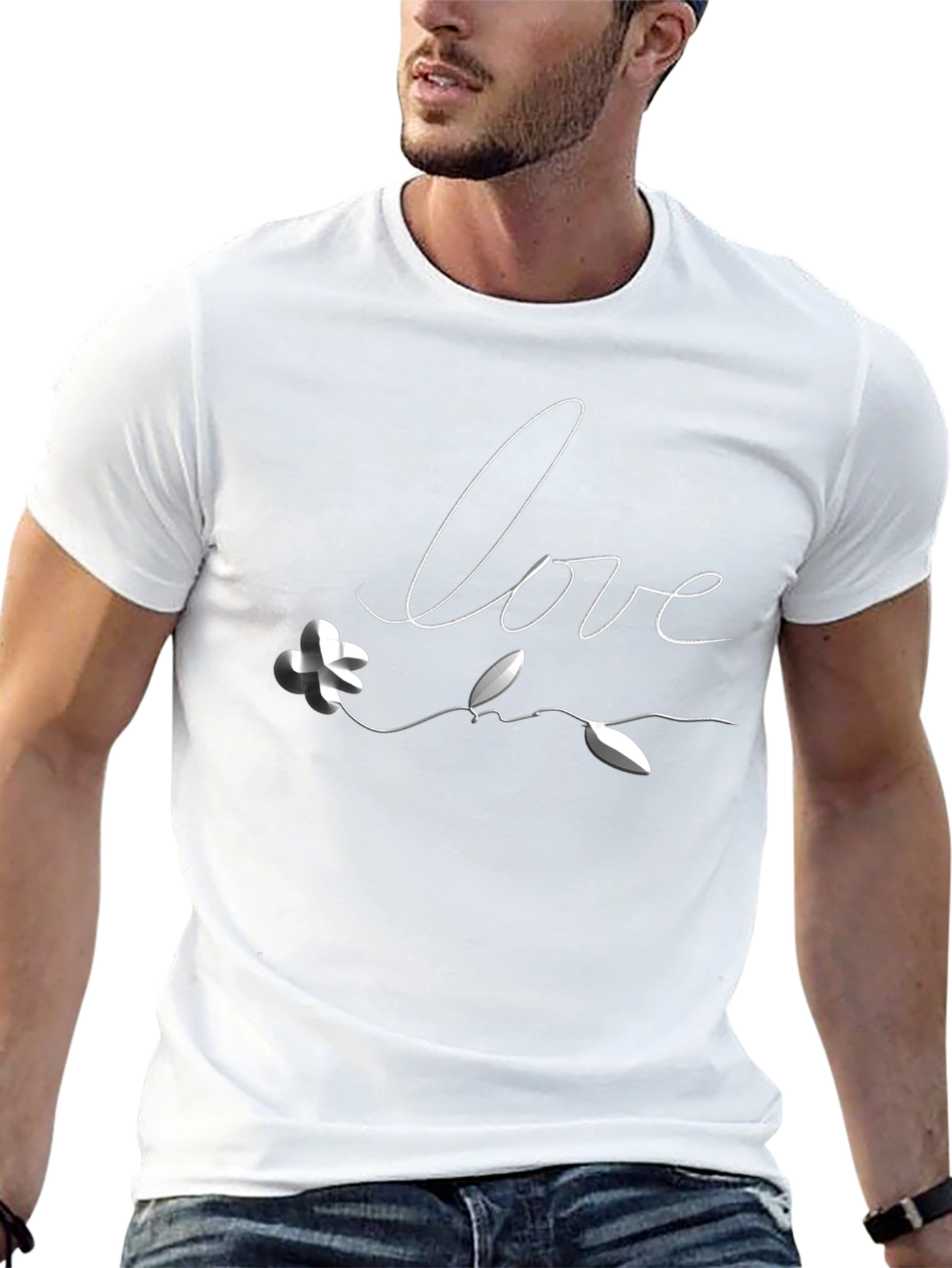 Love Flower Graphic Tee - Black Casual T-Shirt