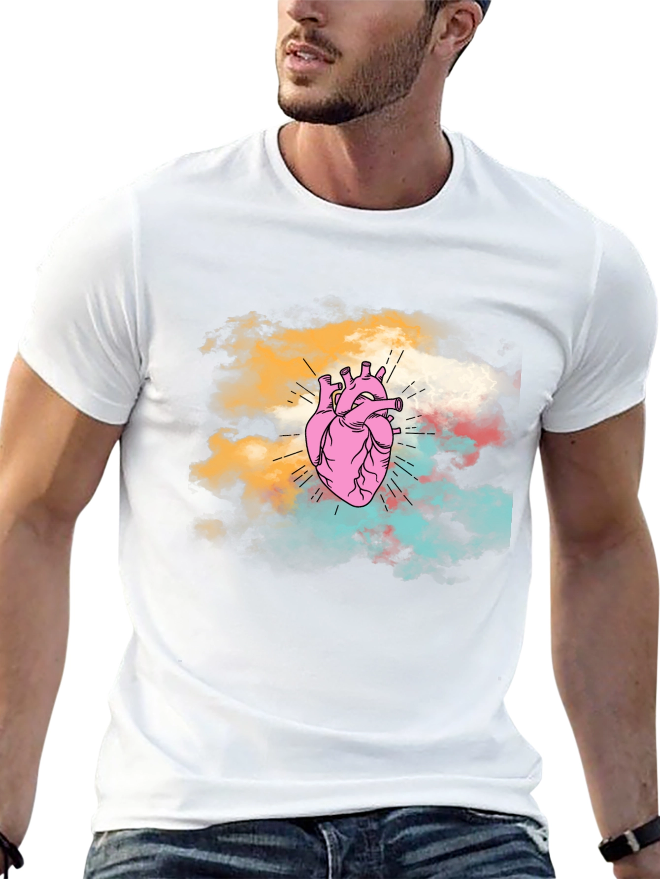 Anatomical Heart Graphic Tee - Unique Cloud Design T-Shirt