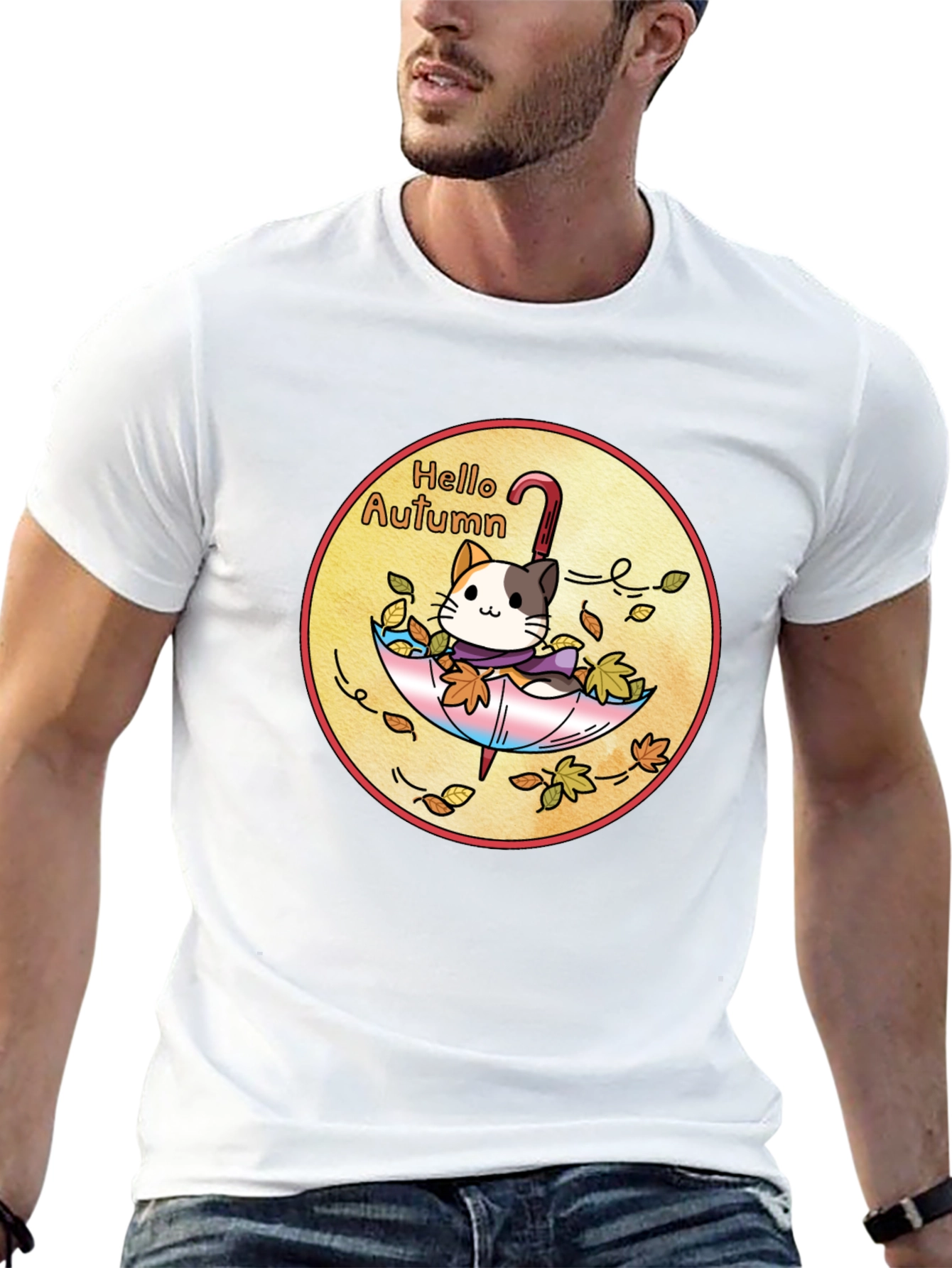 Hello Autumn Cat T-Shirt - Unisex Fall Apparel