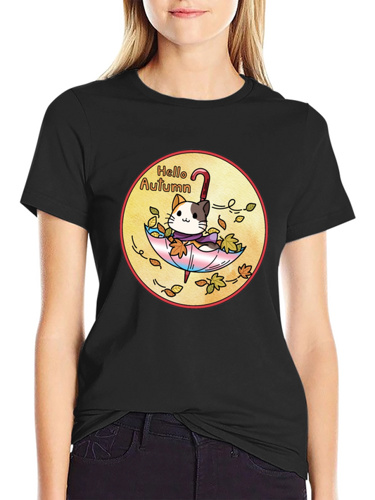 Hello Autumn Cat T-Shirt - Unisex Fall Apparel