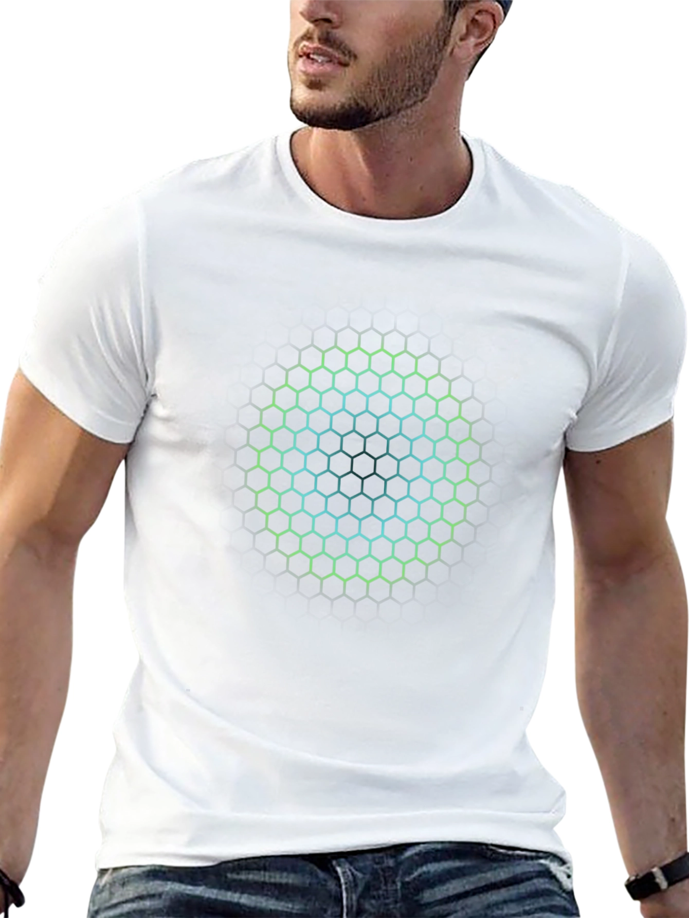 Hexagon Circle Graphic Print T-Shirt - Mens Black Tee