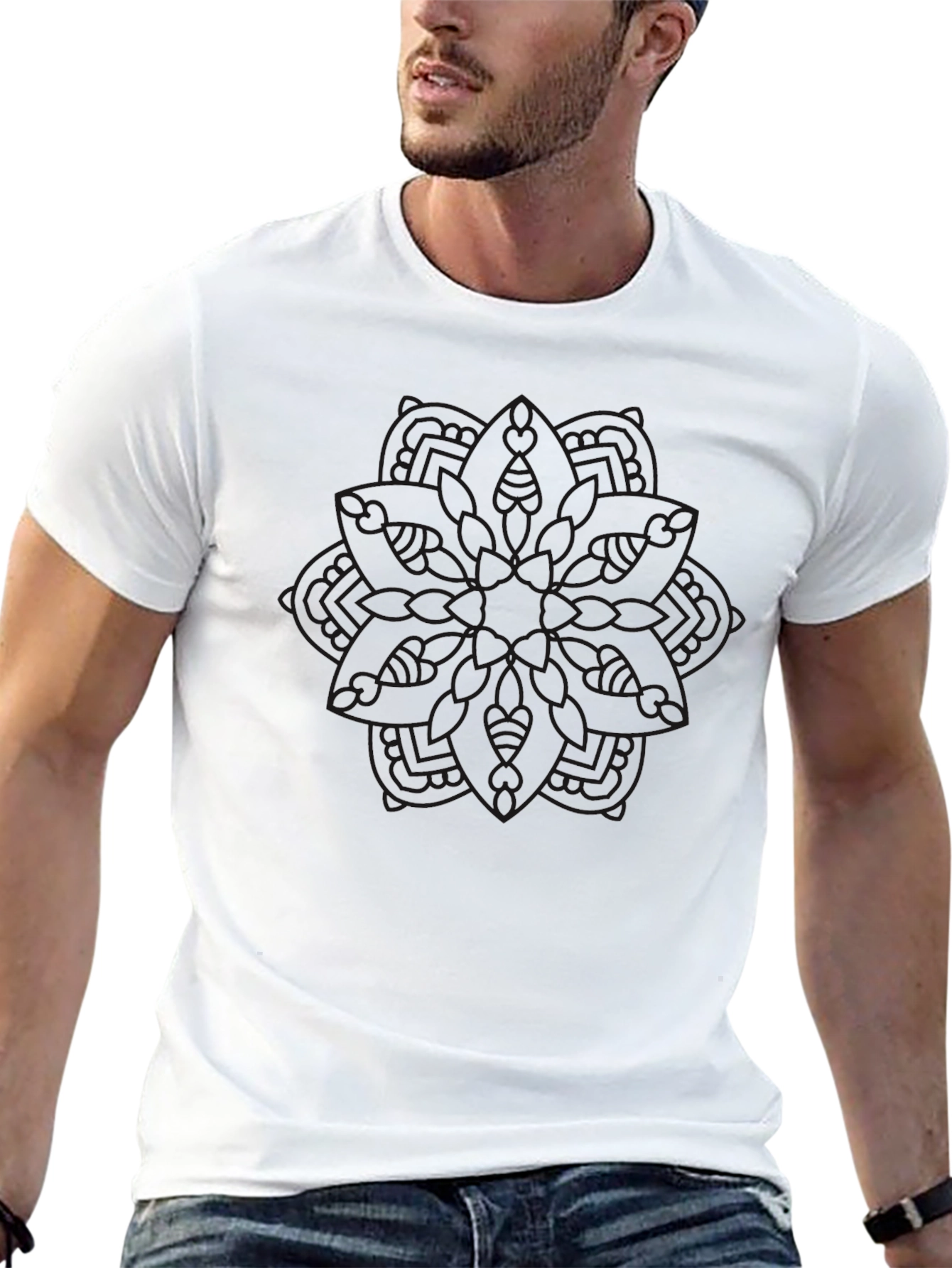 Mens Black Graphic Tee - Casual Comfort