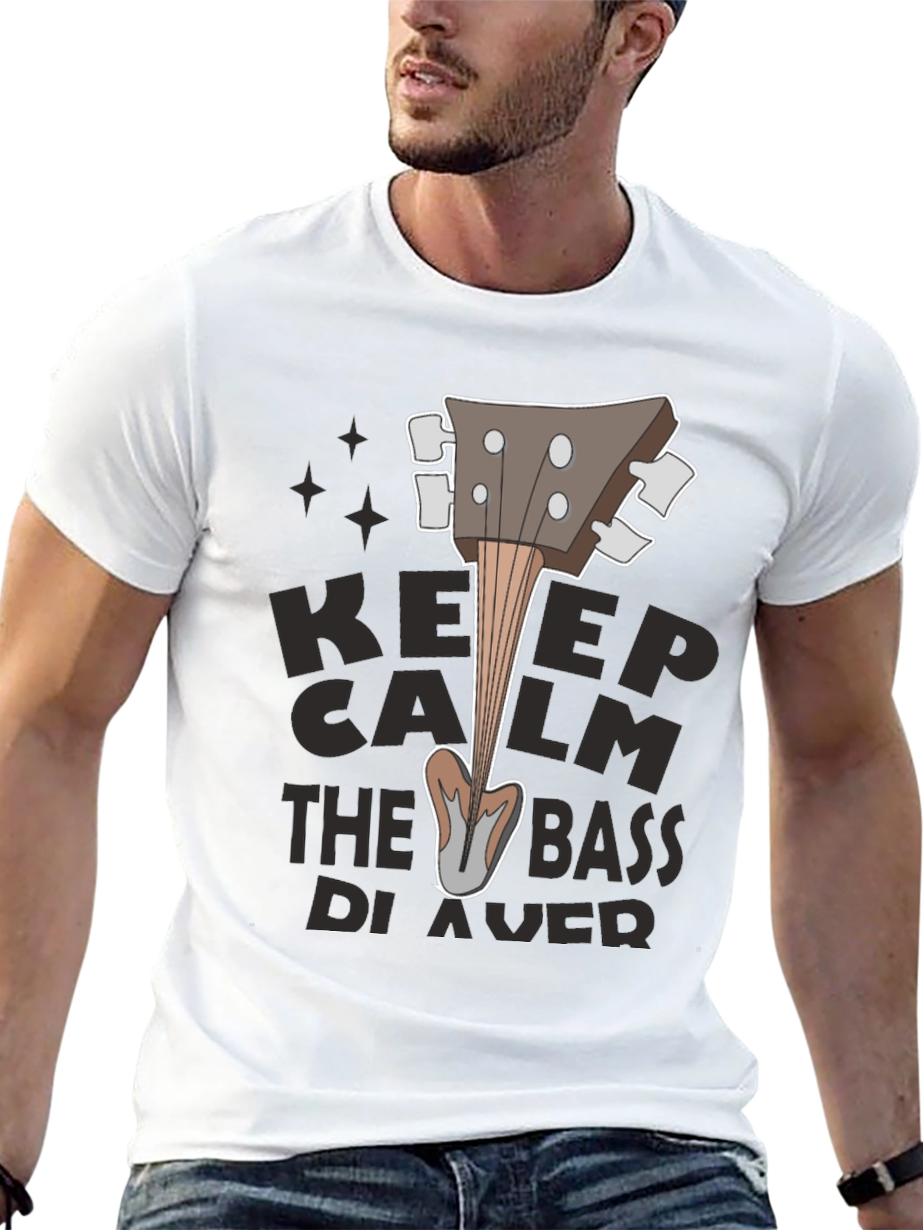 Keep Calm Bass Player Black T-Shirt