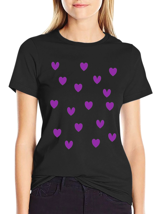 Heart Print Crew Neck T-Shirt