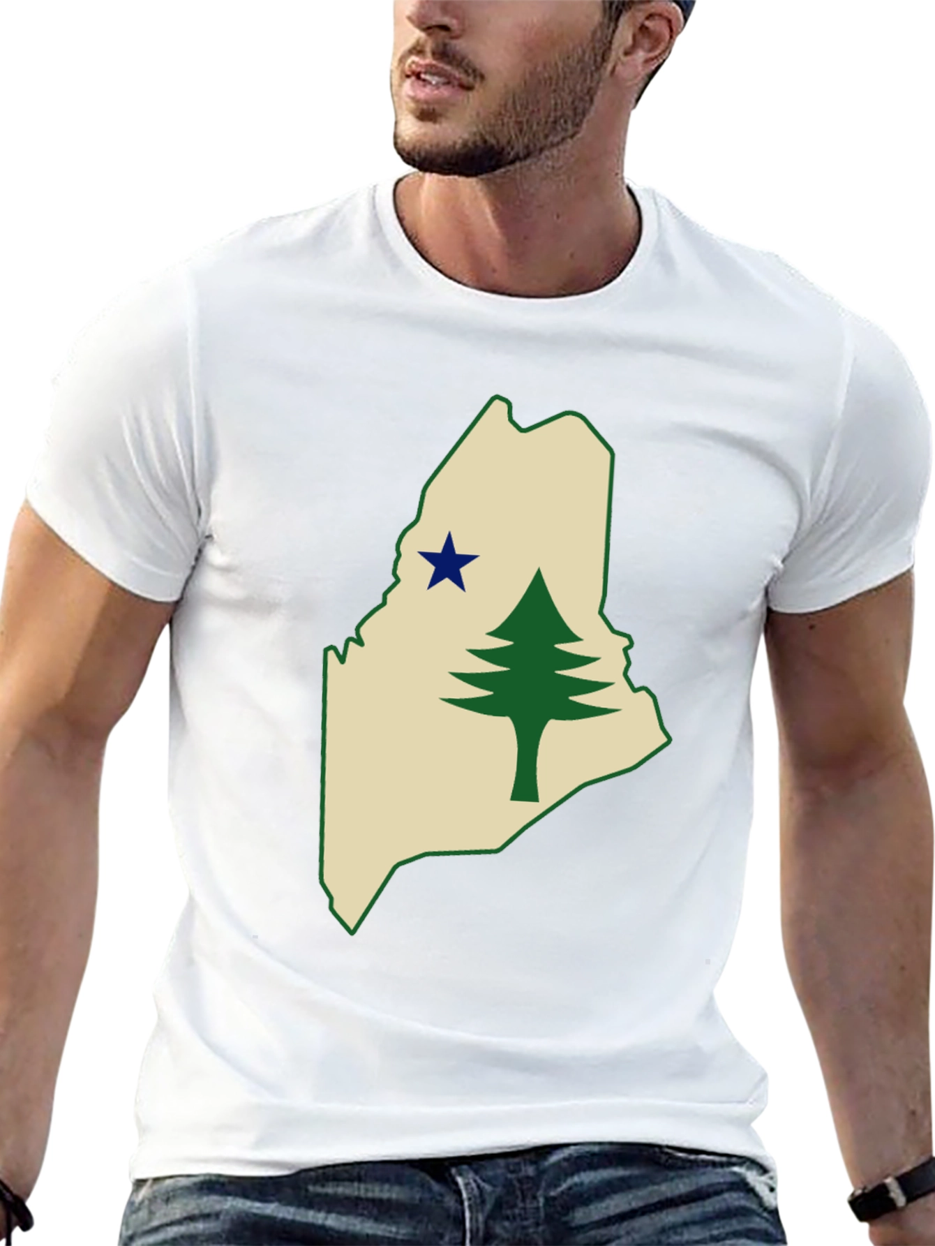Maine State Flag T-Shirt - Pine Tree & Star