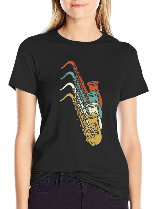 Retro Saxophone Graphic T-Shirt - Vintage Style Musical Tee