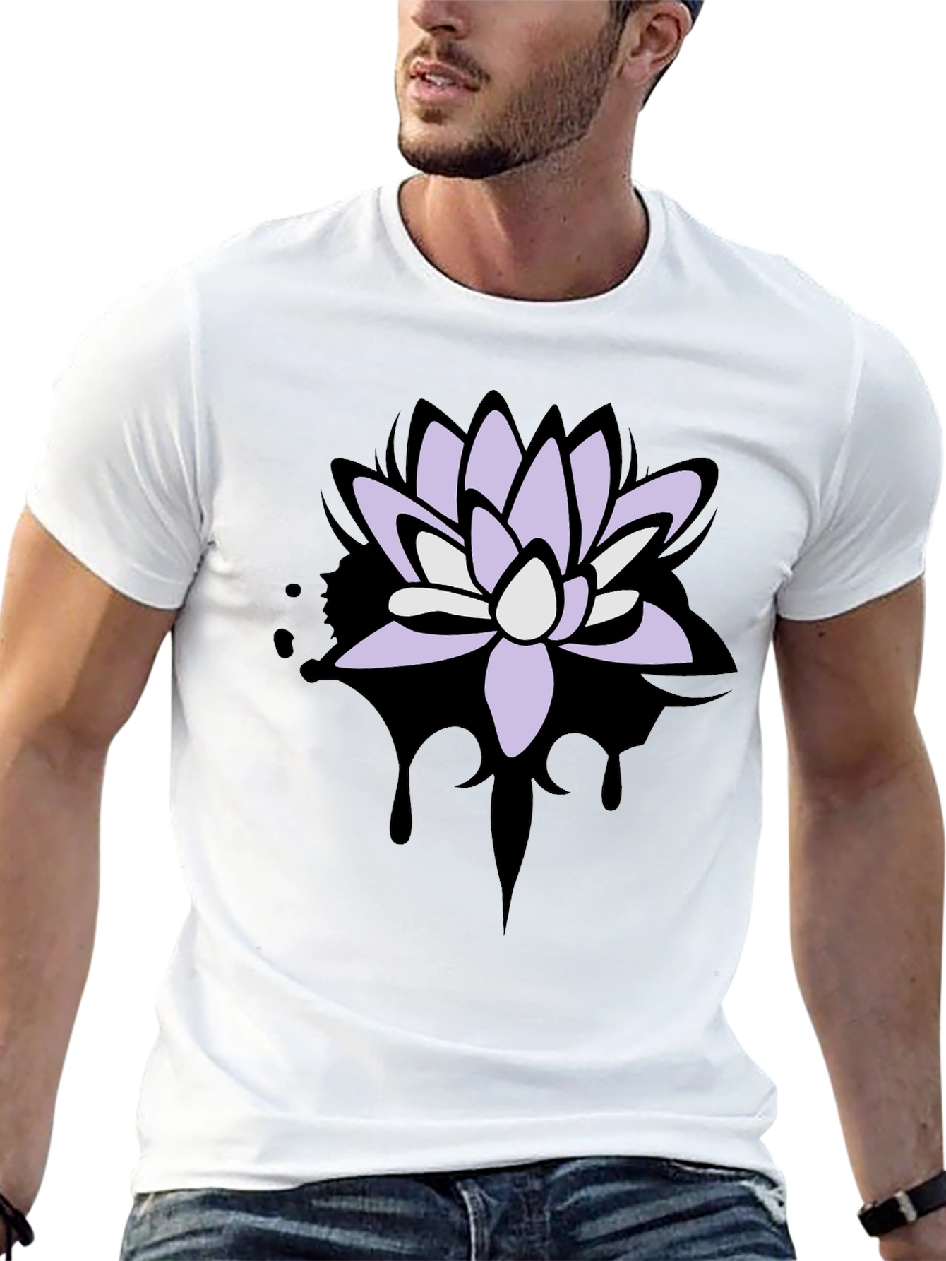 Lotus Flower Graphic T-Shirt - Mens Black Tee