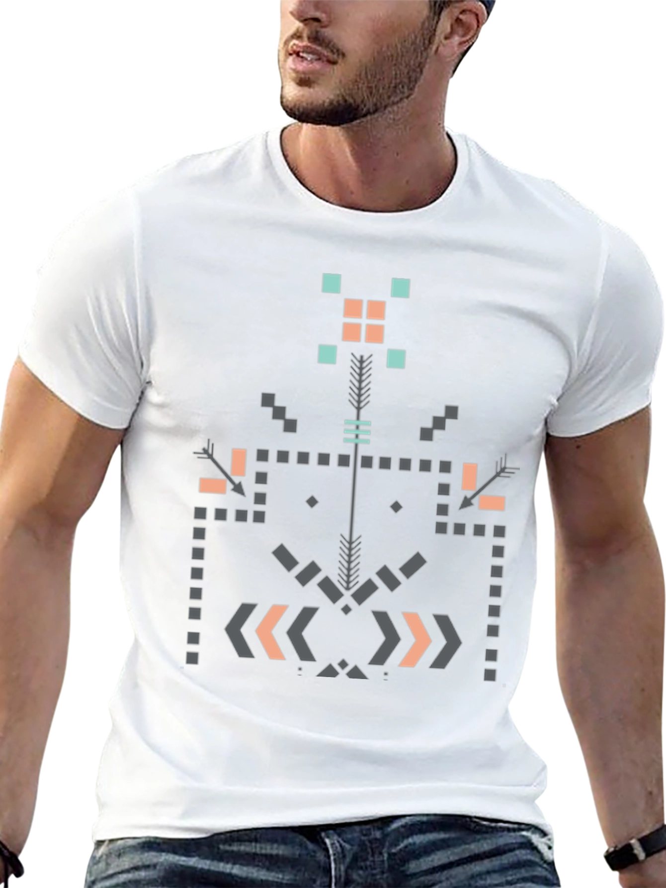 Geometric Aztec Print Black T-Shirt