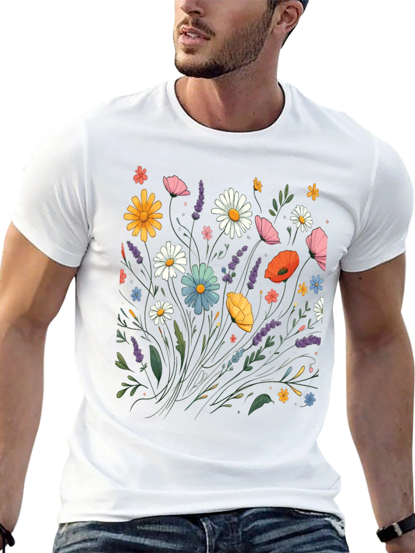 Floral Print Black T-Shirt