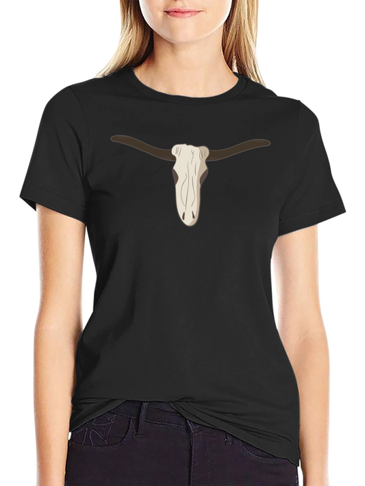Cool Steer Skull Graphic Tee - Casual Black T-Shirt
