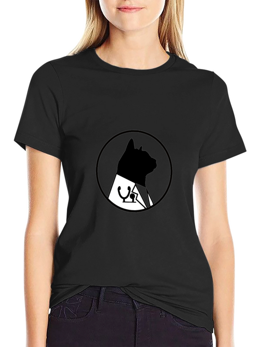 Vet Cat Black T-Shirt - Unique Doctor Cat Design
