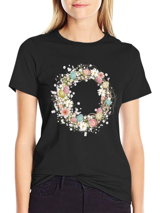Floral Easter Egg Wreath Graphic Tee