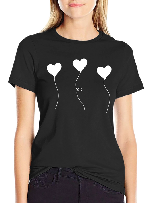 Heart Balloons Graphic Black T-Shirt