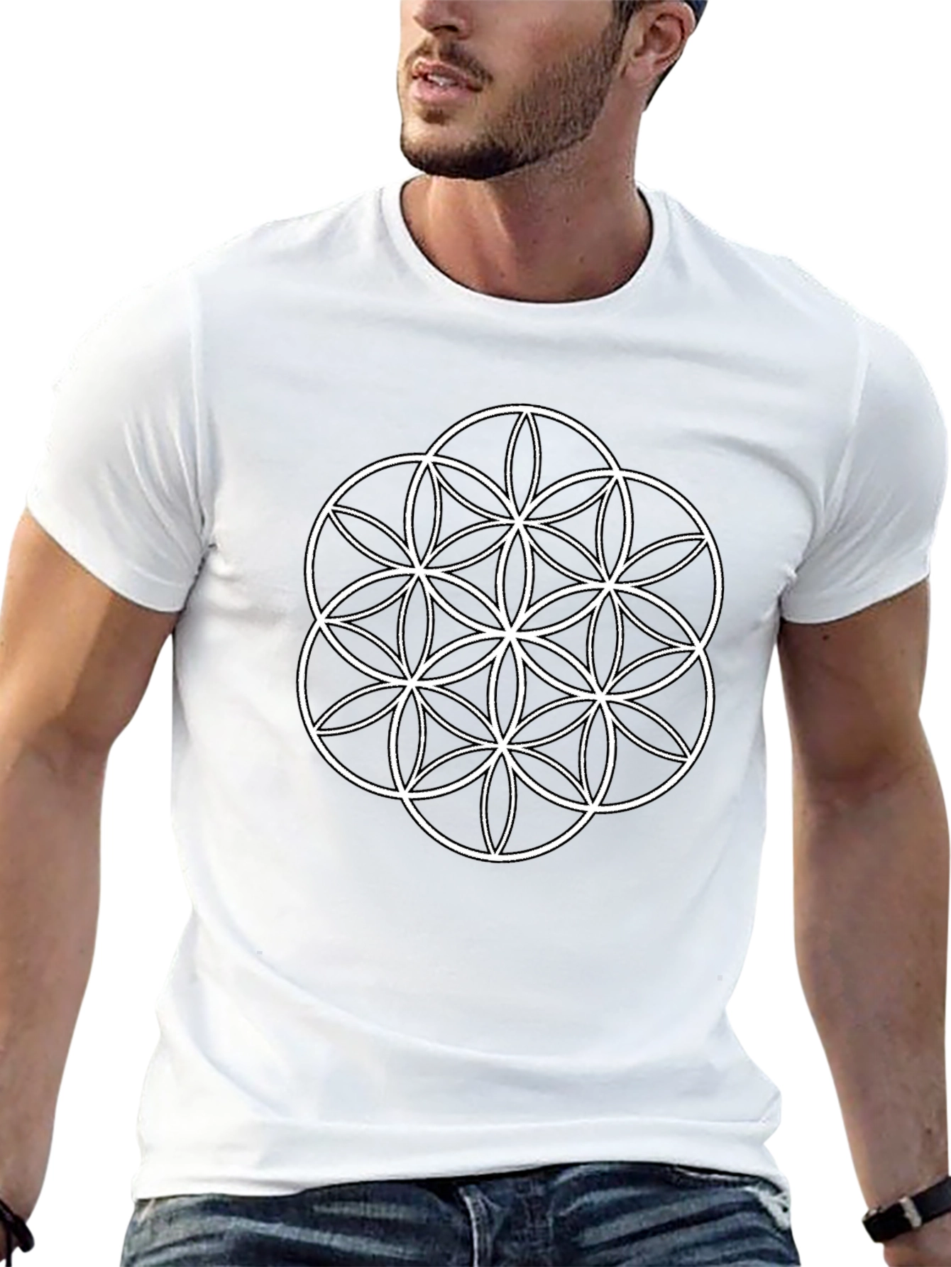 Flower of Life Graphic Tee - Stylish Geometric Design