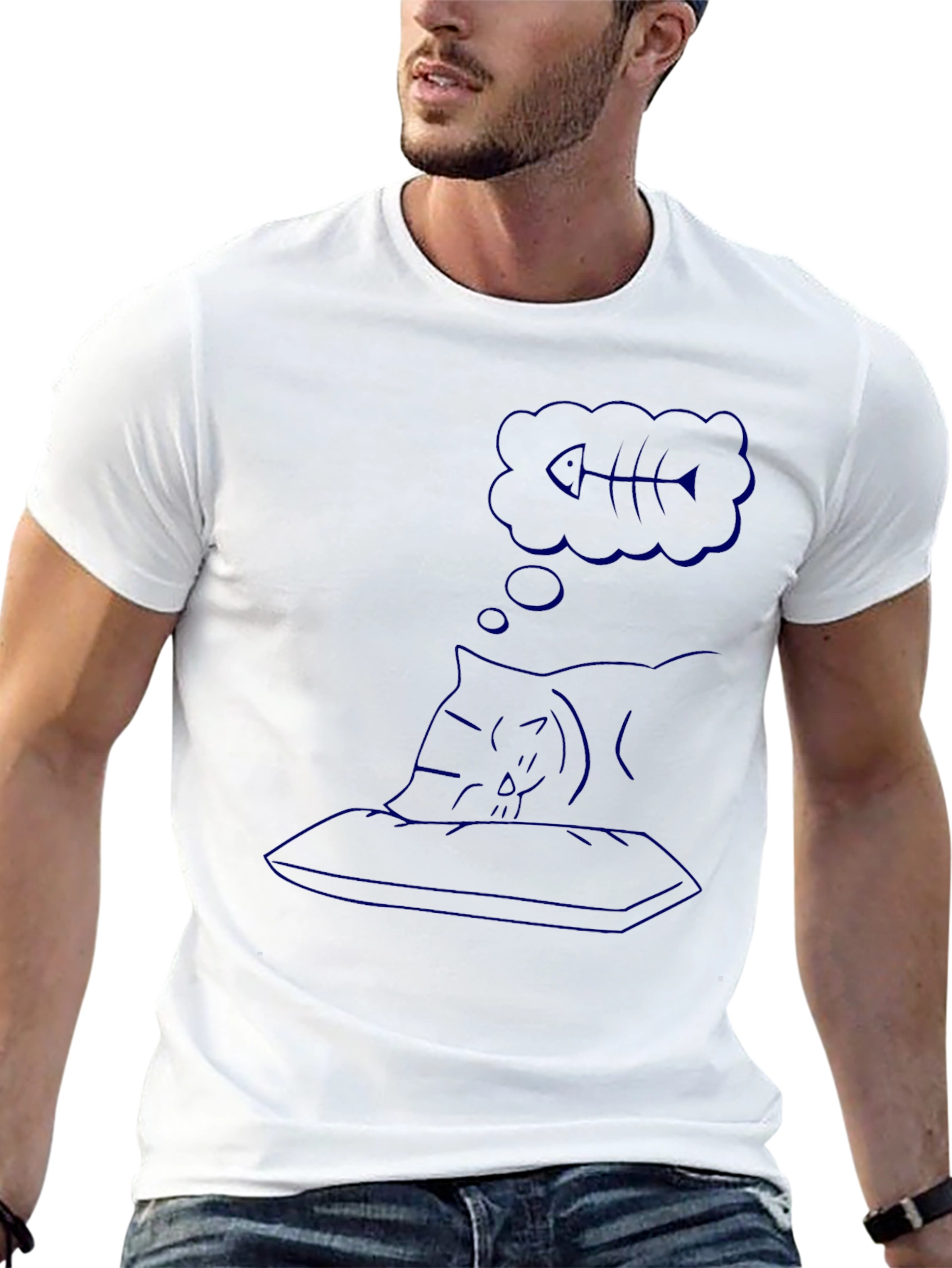 Dreaming Cat Black T-Shirt