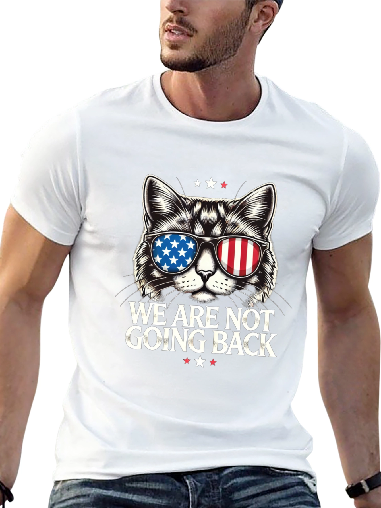 Patriotic Cat T-Shirt - We Are Not Going Back