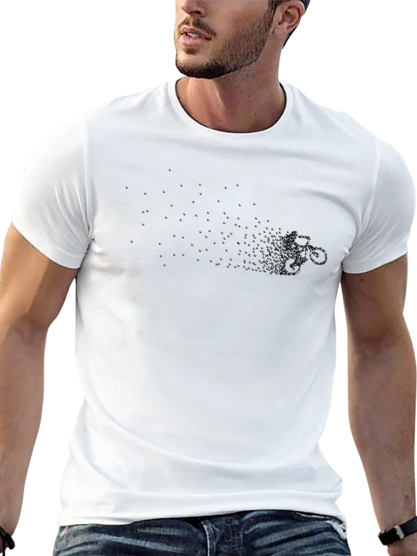 Mens Black Crew Neck T-Shirt with Subtle Chest Design