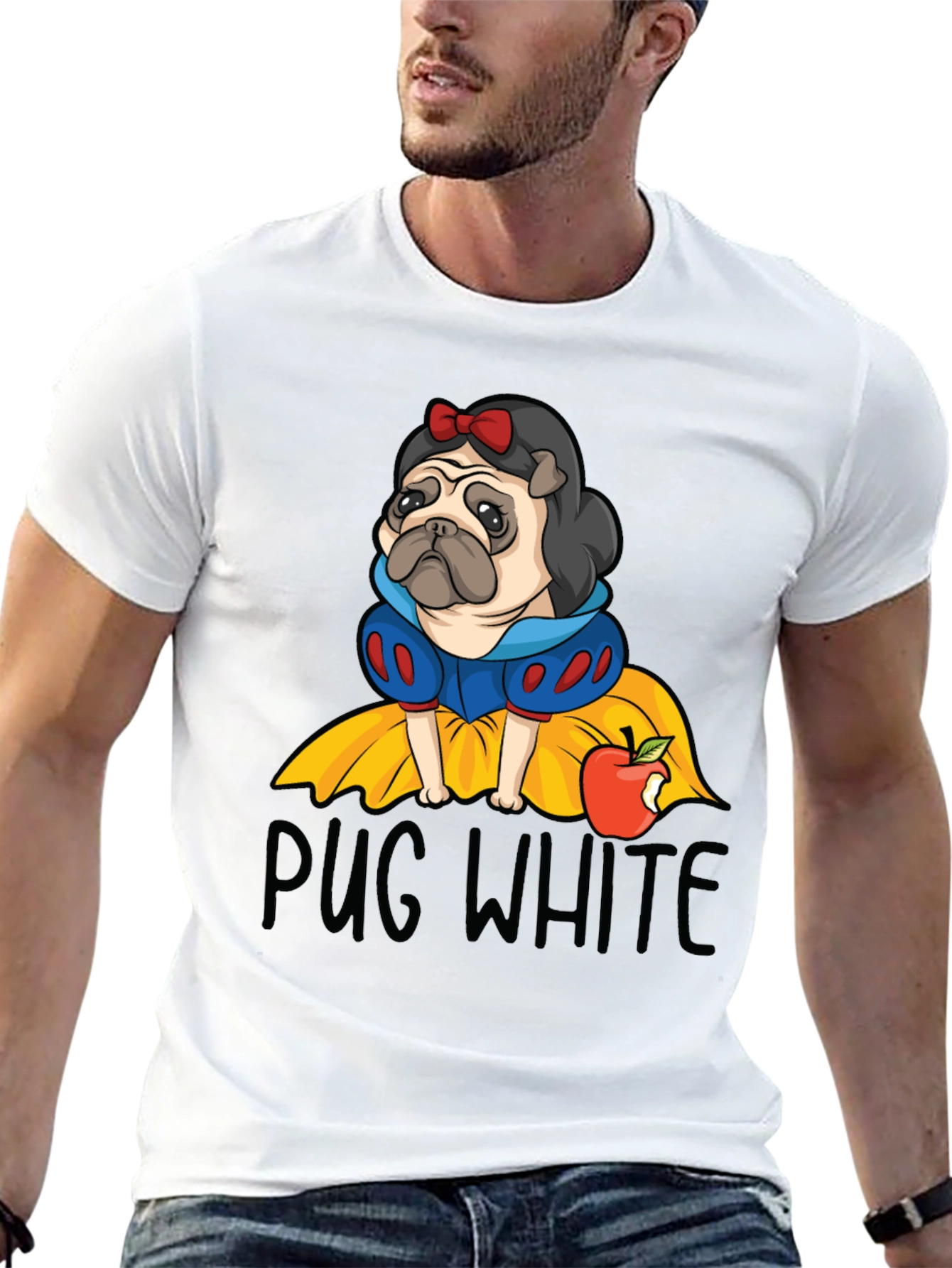 Pug White Graphic Tee - Unisex Cotton T-Shirt