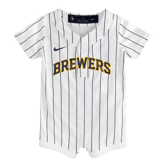 Milwaukee Brewers Nike Newborn & Infant Alternate Replica Romper Jersey - White