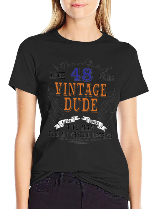 Vintage Dude 48th Birthday Black T-Shirt