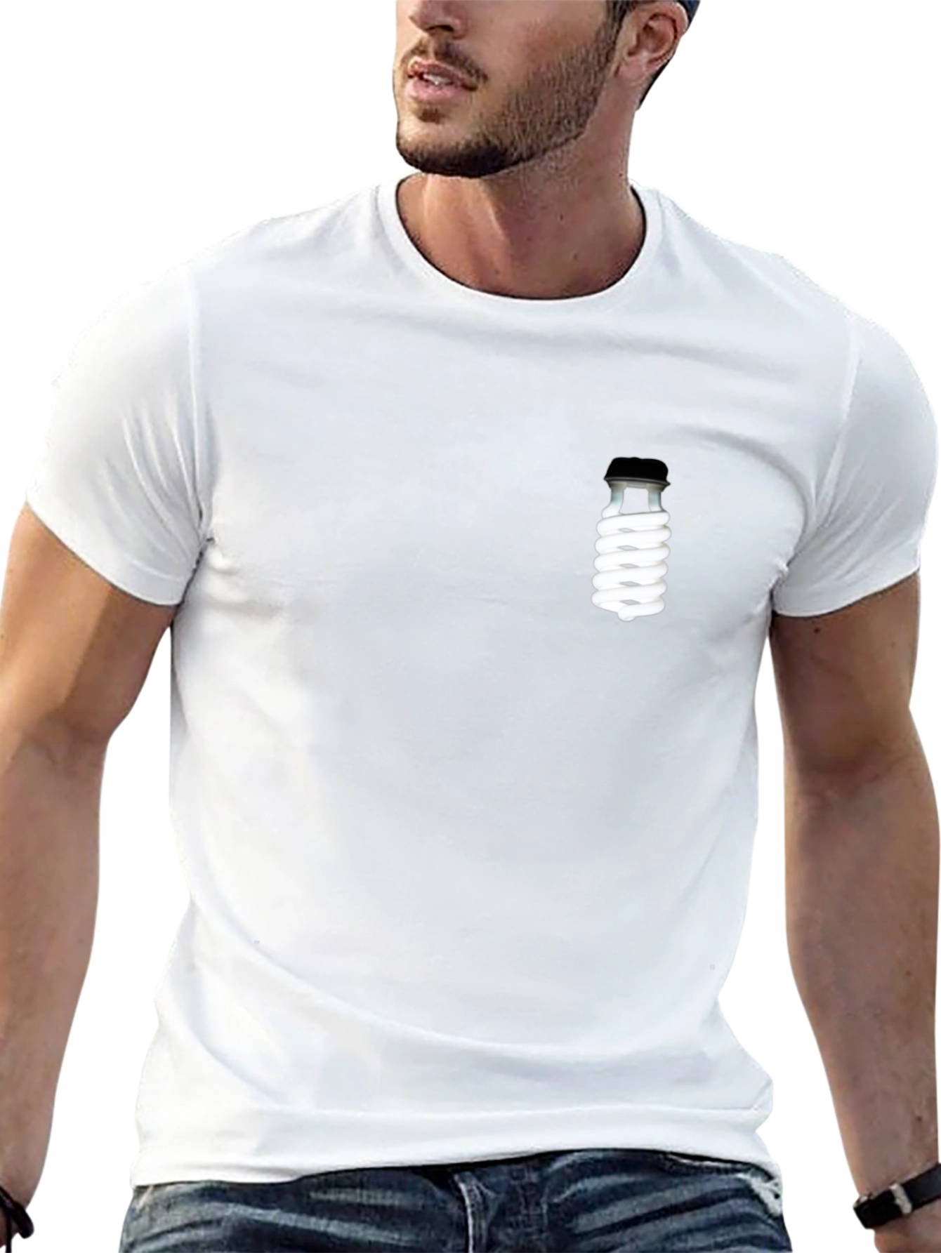 Black T-Shirt with Novelty Lightbulb Design