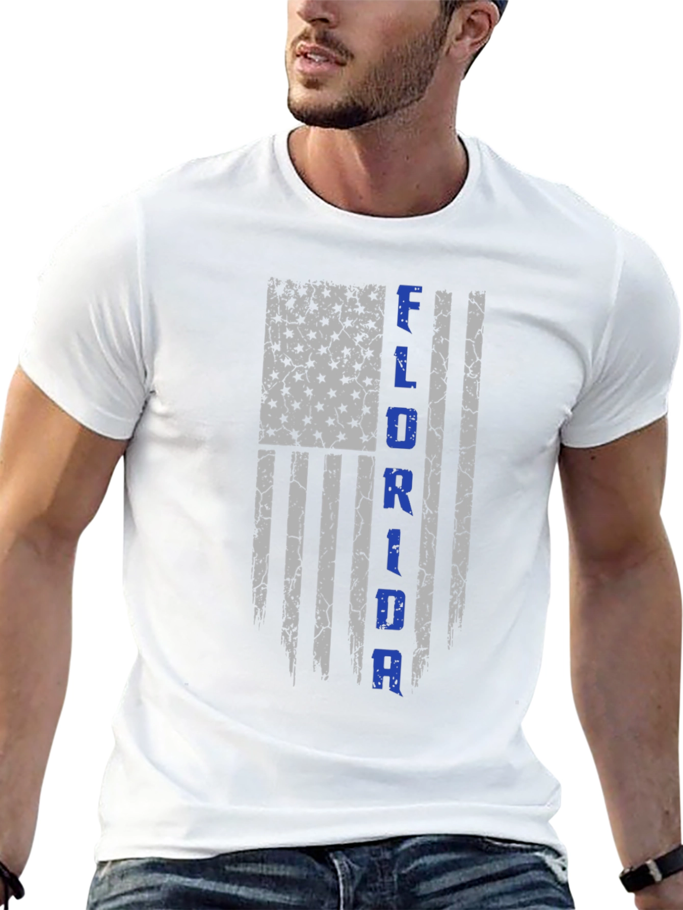 Florida Flag Distressed Graphic Tee - Black