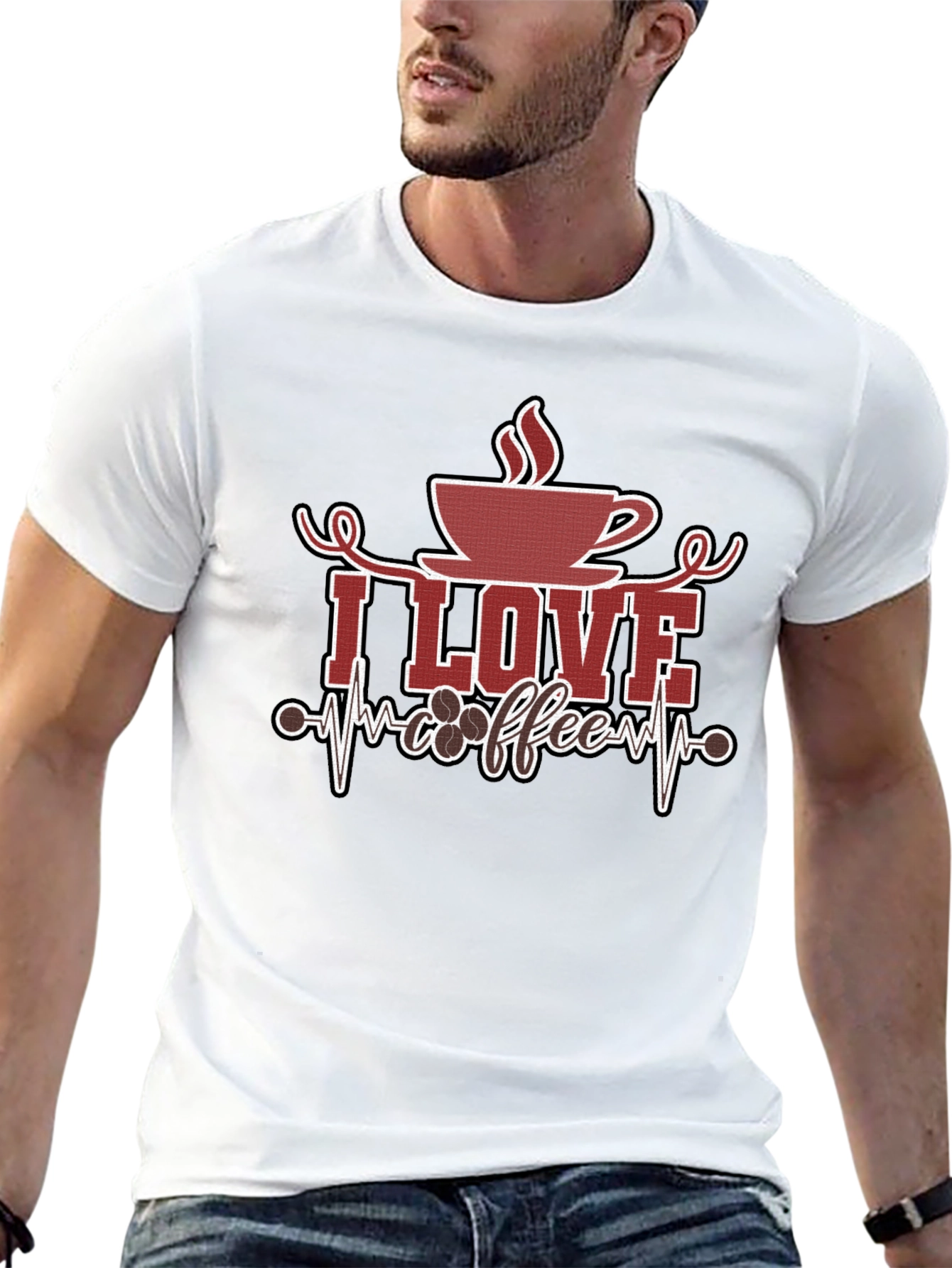 I Love Coffee Graphic Tee - Black