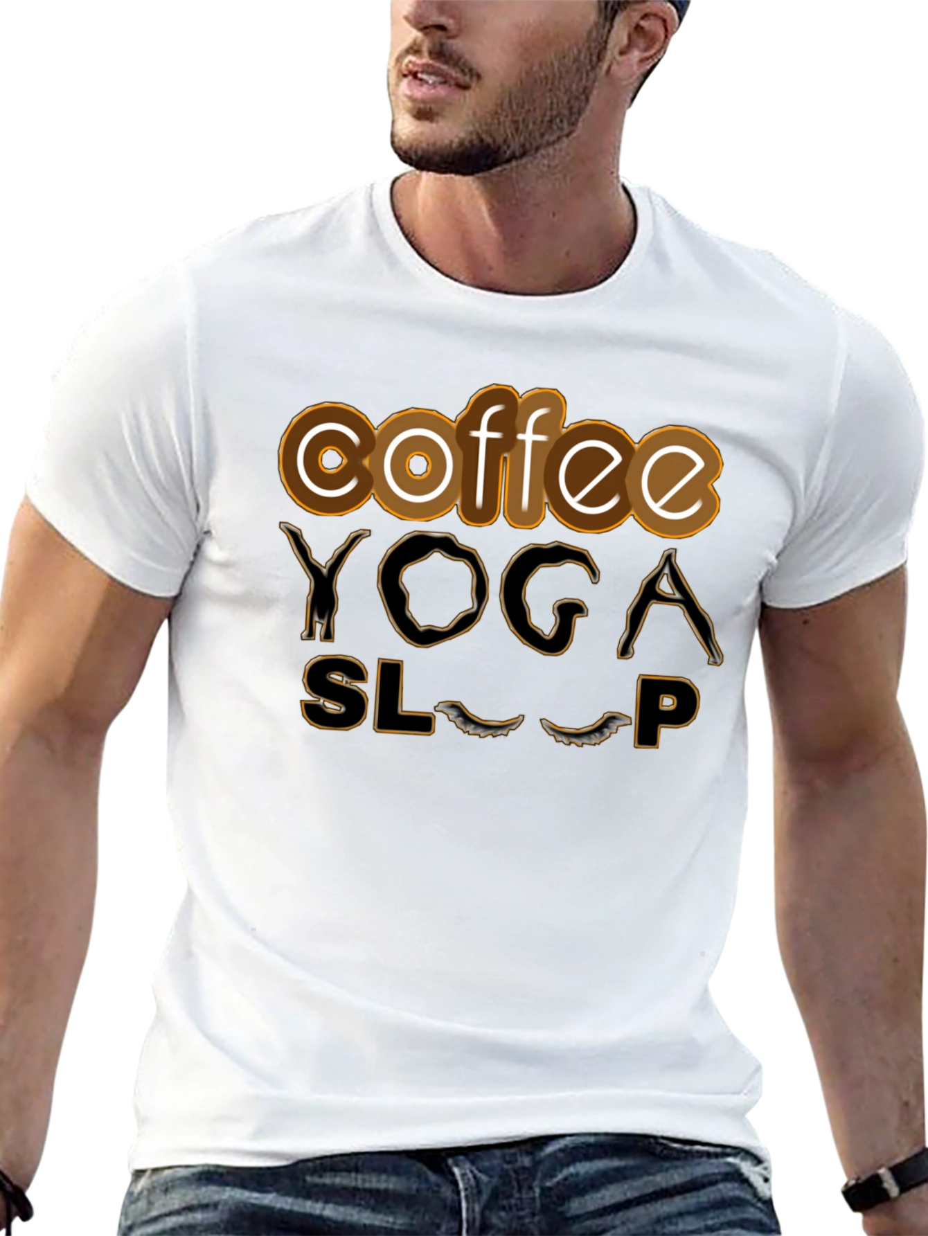 Coffee Yoga Sleep T-Shirt Funny Relaxing Tee