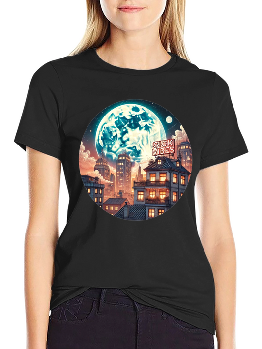 Sick Vibes Cityscape Moon Graphic Tee