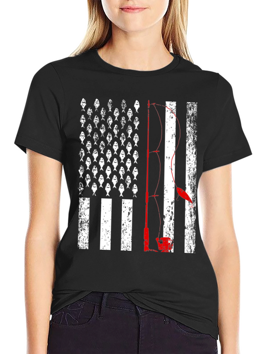 Fishing American Flag T-Shirt - Bass Fisherman Tee