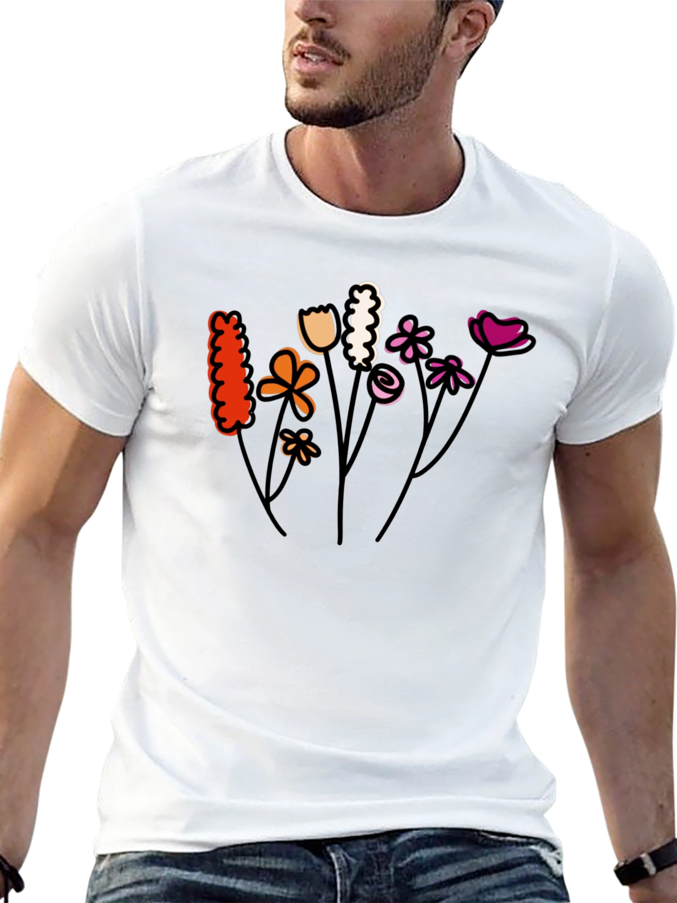 Floral Lesbian Pride T-Shirt - Black Cotton Tee