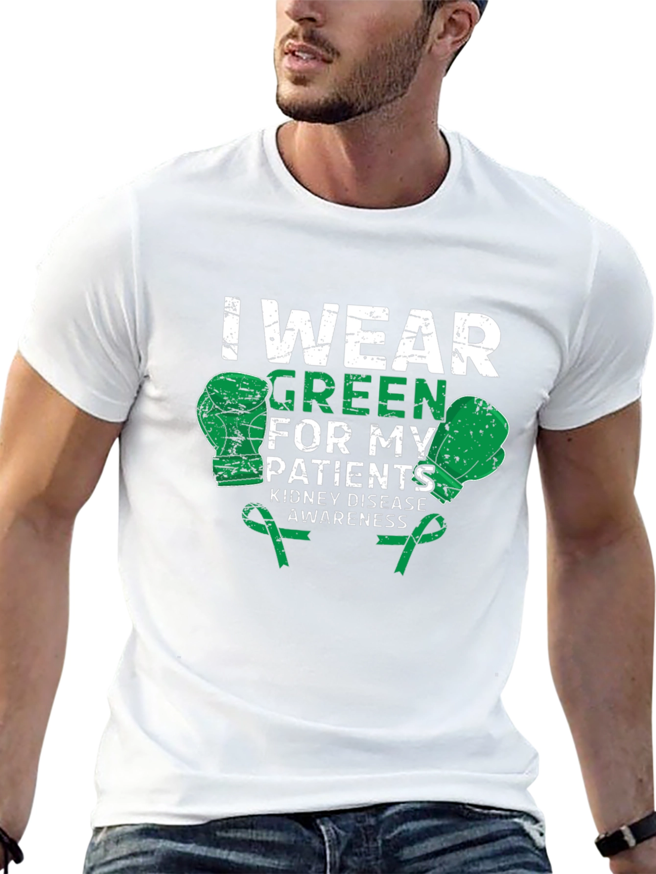 Kidney Disease Awareness Green Boxing Gloves T-Shirt
