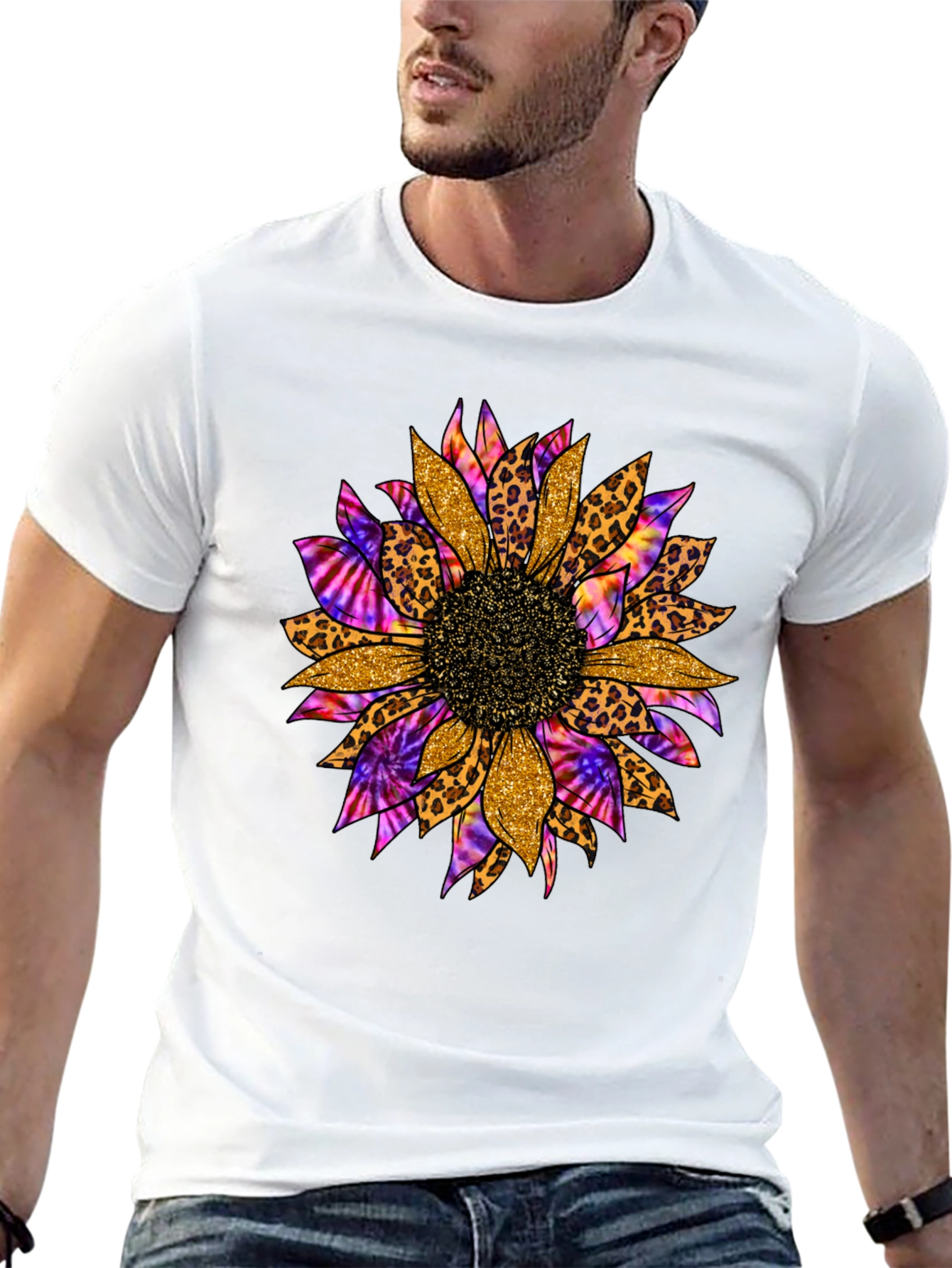 Sunflower Leopard Tie Dye Graphic Tee