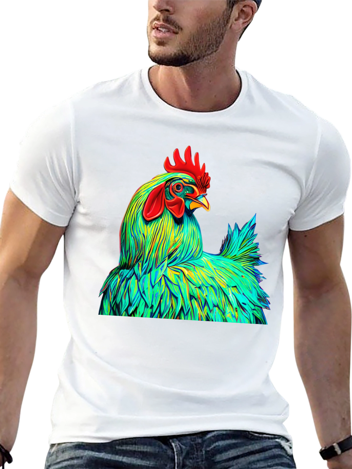 Vibrant Rooster Graphic Tee - Bold Style