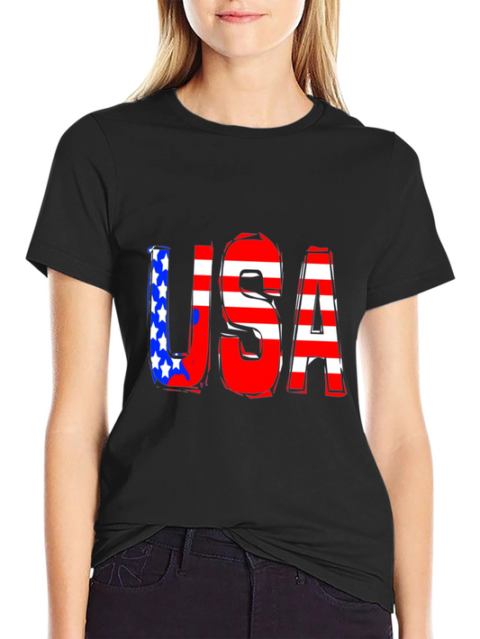 USA Graphic Print Black T-Shirt