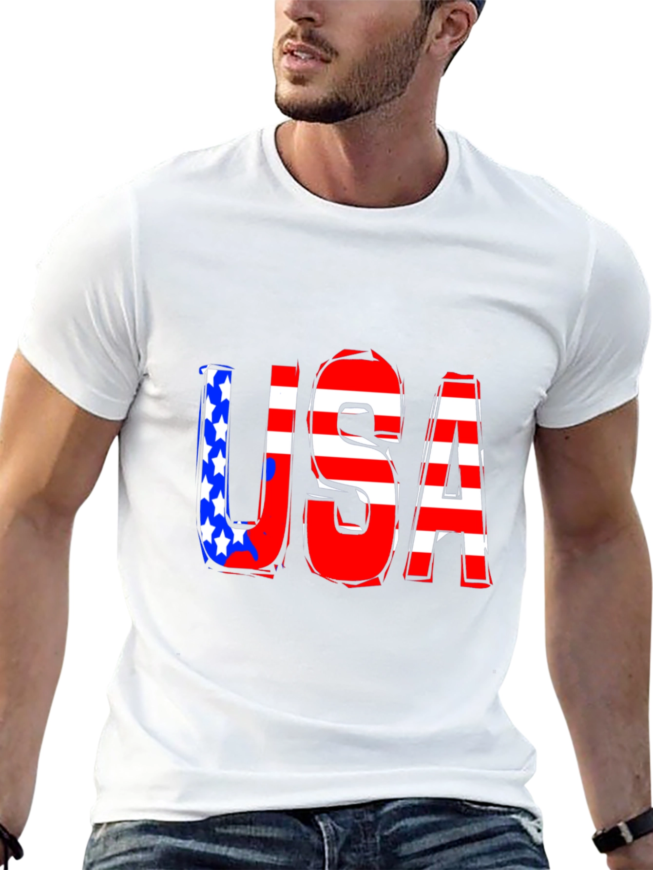 USA Graphic Print Black T-Shirt
