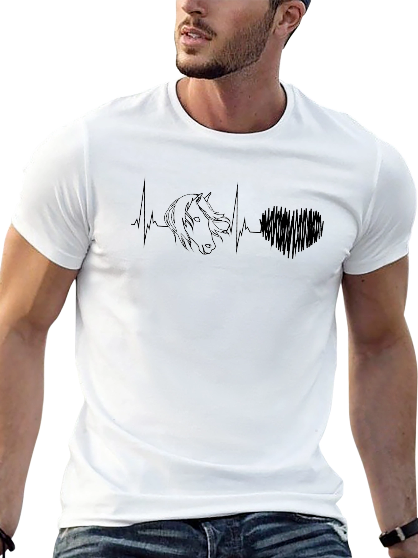 Horse Heartbeat Graphic Tee - Equestrian Style