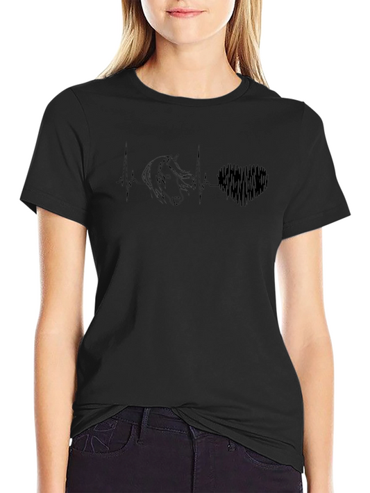 Horse Heartbeat Graphic Tee - Equestrian Style
