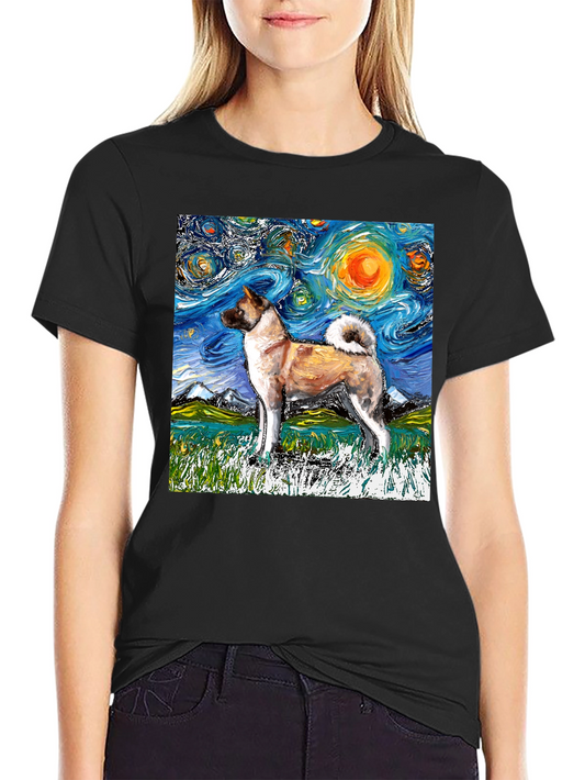 Starry Night Akita T-Shirt - Artistic Dog Lover Tee
