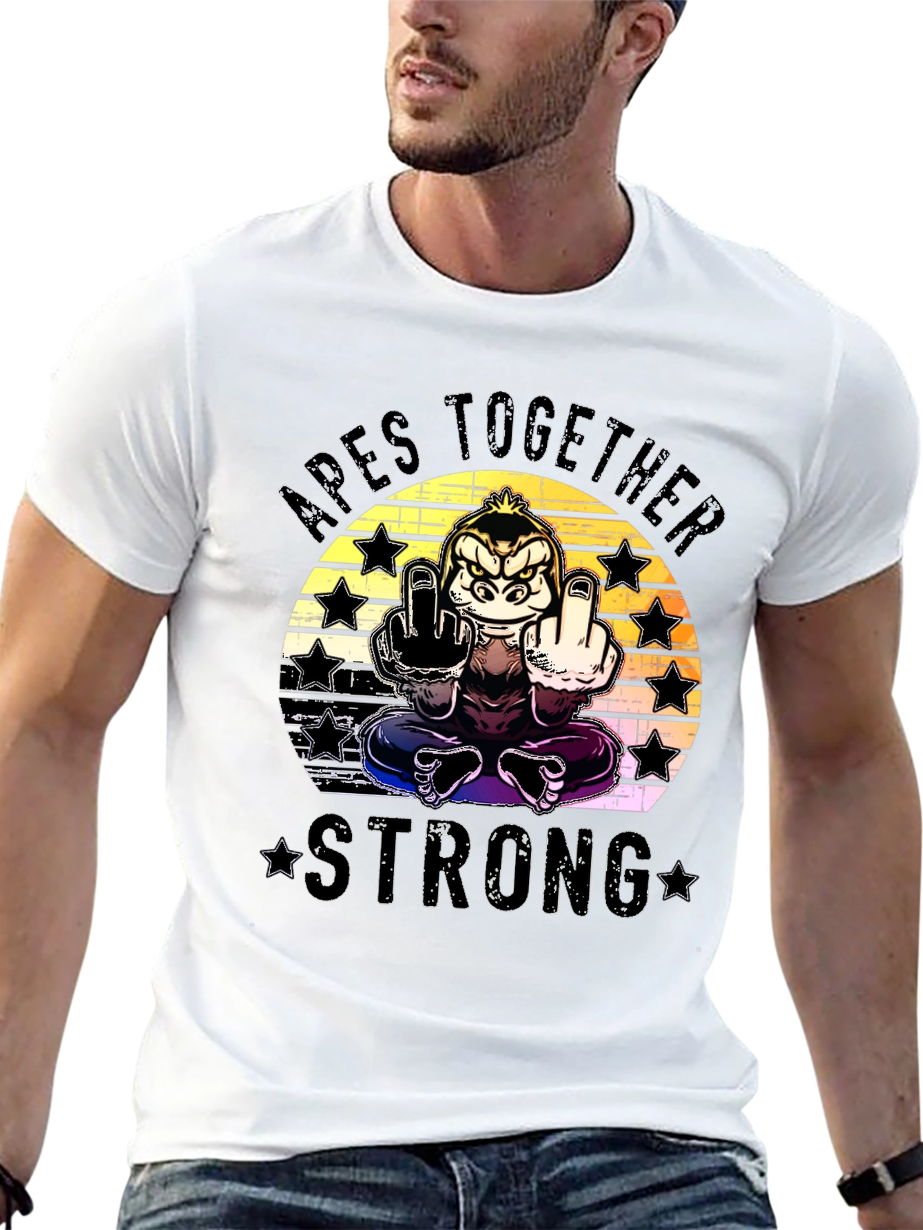 Apes Together Strong Graphic T-Shirt - Black